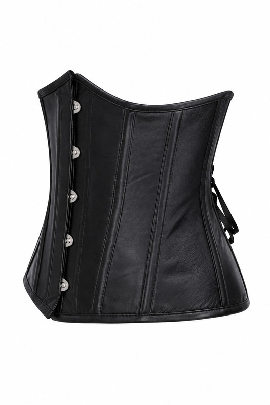 The Nightfall Underbust - Genuine Nappa Leather Clasp Handmade Corset