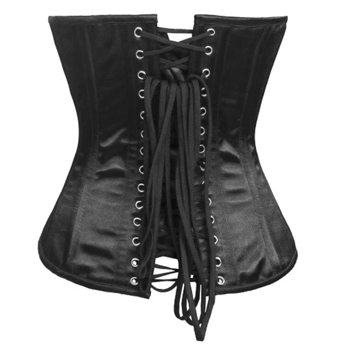 The Obsidian Underbust - Black Satin Long Authentic Handmade Corset