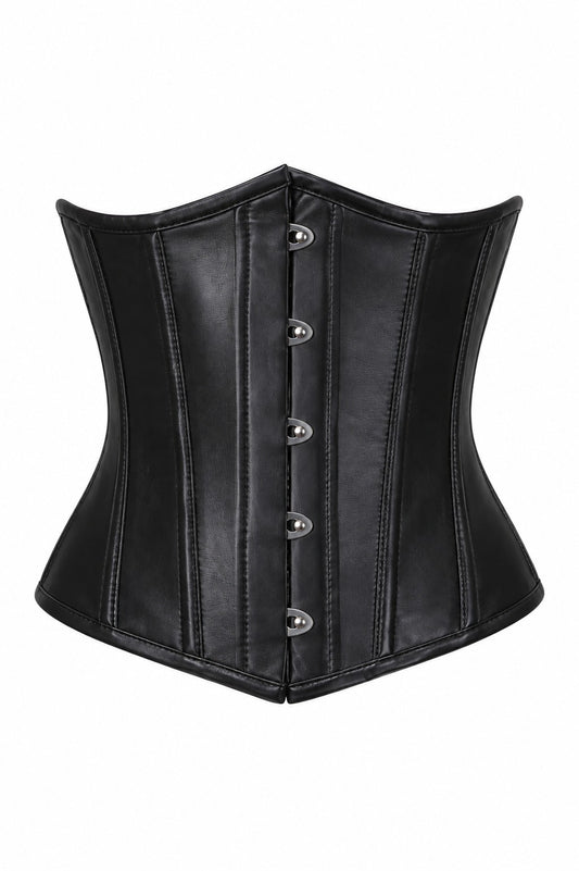 The Nightfall Underbust - Genuine Nappa Leather Clasp Handmade Corset