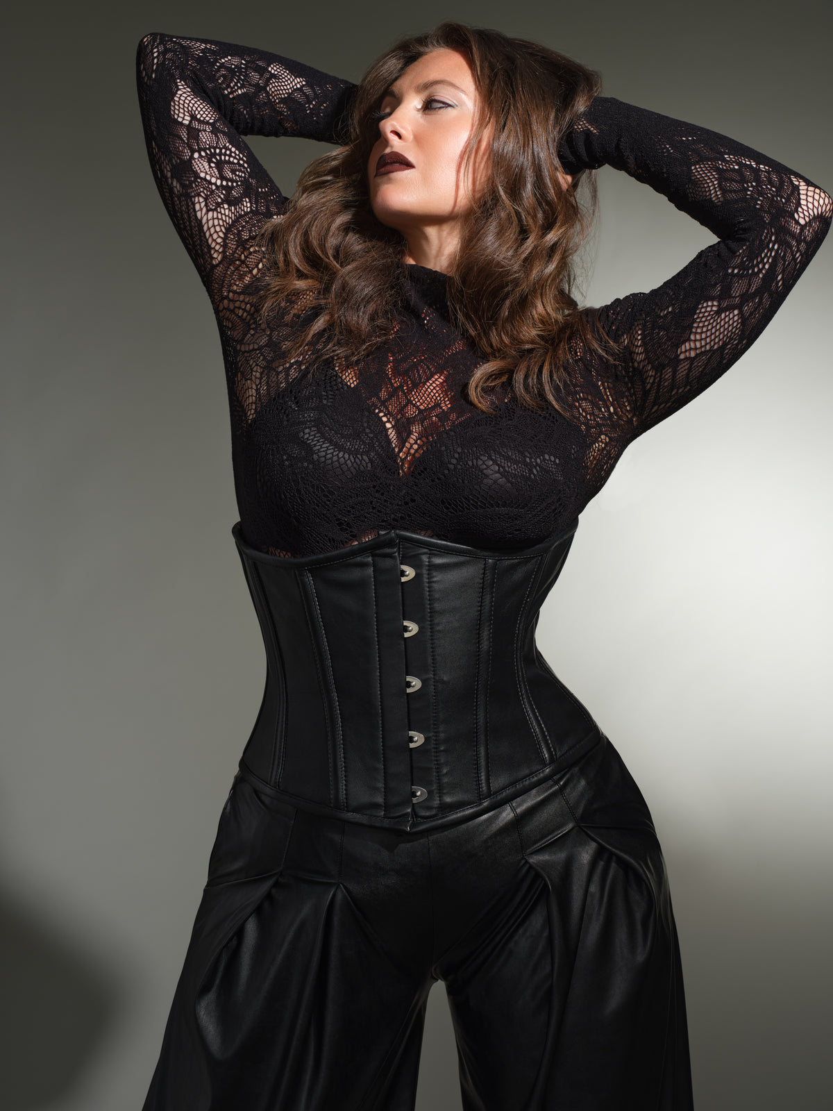 The Nightfall Underbust - Genuine Nappa Leather Clasp Handmade Corset
