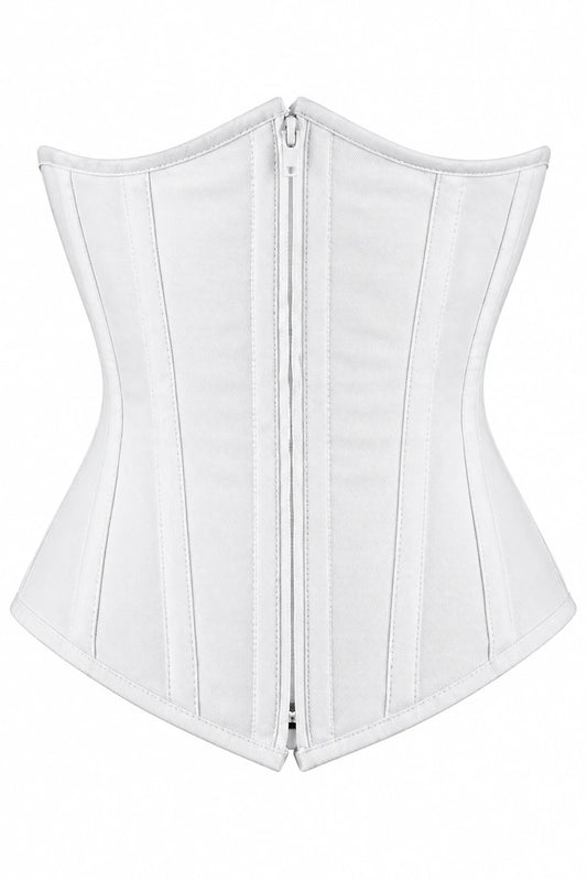 The Underbust No. 1 - White Cotton Zip Authentic Handmade Corset