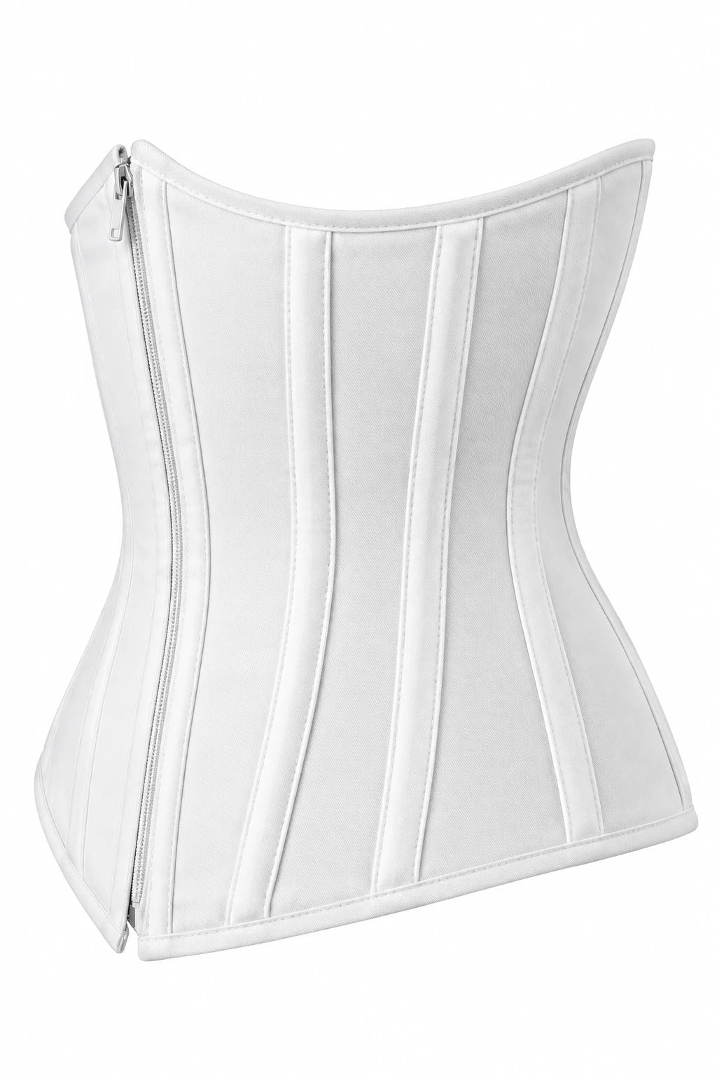 The Underbust No. 1 - White Cotton Zip Authentic Handmade Corset